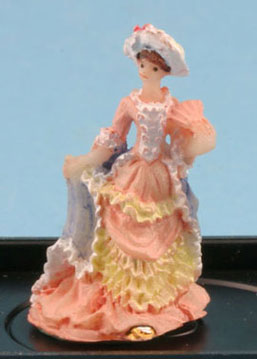 Dollhouse Miniature Victorian Lady Figurine (Pastel Pink & Blue)